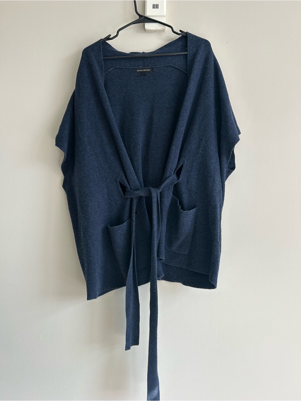 Banana Republic Dark Navy Open-Front Belted Cardigan Short Sleeve